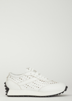 Белые кроссовки Doucal's из кожи с перфорацией, фото
